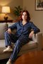 Women's Striped Viscose Shirt and Pipe Leg Pajama Set Functional Durable Quality Sports
