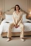 Women's Croissant Patterned Viscose Pajama Set Long Sleeve Shirt and Pants Functional Sportswear - 3