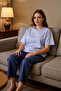 Women's Crew Neck Short Sleeve Capri Pajama Set Functional Durable Quality Comfortable