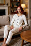 Women's Floral Corded Fabric Pajama Set Functional Durable Quality Comfortable Aesthetic Modern