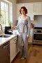 Women's Melange Square Neck Lace Detailed Pajama Set Functional Durable Quality Aesthetic - 2