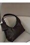 Women's Faux Leather Patterned Baguette Model Wallet Shoulder Bag with Accessories - 4