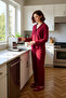 Women's Corded Fabric Shirt Pants Pajama Set Functional Durable Quality Comfortable Modern - 2