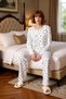 Women's Floral Corded Fabric Knitted Pajama Set Cardigan Detailed Functional Durable Quality Sports - 4