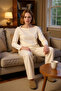 Women's Plum Viscose Single Jersey Boat Neck Long Sleeve Pajama Set Functional Durable Comfortable