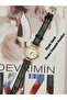 Retro Gold Case New Season Black Crocodile Patterned Strap Women's Wristwatch Vintage Model - 2
