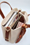 Women's Cream Tan Large Size Inner Pocket Double Handle Scarf Detailed Useful Cross Strap Hand and Shoulder Bag - 3