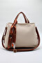 Women's Cream Tan Large Size Inner Pocket Double Handle Scarf Detailed Useful Cross Strap Hand and Shoulder Bag - 4
