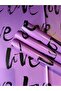 Black Gilded on Purple Background Wrapping Paper with'Love' Written for Bouquet & Gift Package 57X57 4 Pieces - 3