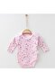 Moon-Star Patterned Long Sleeve Soft Baby Bodysuit – 0-3 Months – 3-6 Months – 6-9 Months – 9-12 Months-Pink - 0-3 Months - 2