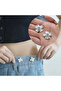 Gold Silver Color Four-Leaf Clover Set, Trouser Waist Tightening Device, Belt, Brooch - 7