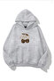 Women's Winter Leopard Cherry Printed Hooded Kangaroo Pocket Regular Sweatshirt