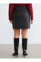 Black Plus Size Snake Skin Patterned Mini Skirt - 5
