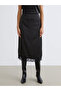 Black Lace Detailed Satin Skirt - 2