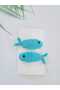Blue Fish Kids Hair Accessory Handmade 2-Piece Snap Buckle Braid 100% Cotton Organic Buckle - 6