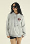 Women's Winter Cotton Minimal Leopard Lip Printed Regular Hooded Sweatshirt