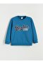 Text Printed Boys' Sweatshirt