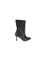 Yazkiş Women's Black Stone Pointed Toe 22cm Ankle Length 9cm Thin Heel Back Zipper Fashion Boots - 2