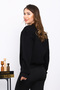 Black Basic Three Thread Sweatshirt with Shoulder Detail - 2