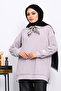 Gray Tunic with Scarf Detail on the Collar - 3
