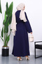 Navy Blue Belted Three Thread Dress - 4
