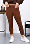Brown High Waist Fleece-Lined Diver Leggings - 2