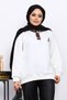 Ecru Ceylan Embroidered Three-Thread Sweatshirt with Scarf Accessories - 3