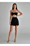 Women's Black High Waist Side Slit Interlock Fabric Mini Shorts Skirt - 5