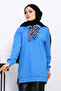 Cobalt Blue Scarf Detailed Collar Tunic - 3