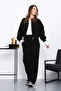 Black Three Thread Sweat Cardigan Trouser Set