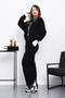 Black Three Thread Sweat Cardigan Trouser Set - 2