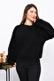 Black Basic Three Thread Sweatshirt with Shoulder Detail