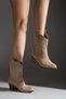 Genuine Suede Look Mink Cowboy Boots Western Style Short Heeled Wear-Resistant Model Zipperless Boots - 3