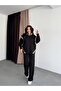 Premium Leopard Print Detailed Wide Leg Pants-Sweatshirt Tracksuit Set