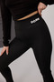 Women's Black Diving Fabric Gathered Effect High Waist Long Printed Leggings - 8