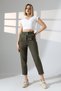 Women's Khaki Suede Belted Pocketed Ankle-Length Pants – Stylish and Comfortable - 6