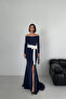 Maxi Balık Slit White Bow Graduation Evening Dress - 2