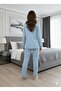 Long Sleeve Piped Shirt Collar Modal Cotton Pajama Set Lna30Ptly01 - 3