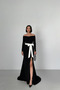 Maxi Balık Slit White Bow Graduation Evening Dress - 2
