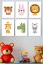 6-Piece Cute Animals Children's Room Painting Set |   Frameless, Pastel Tones, Baby & Kids Decor - 4