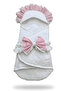 Baby Swaddle with Lace Detail and Bow Tie - 3
