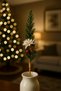 Handmade Mini Pine Branch Christmas Decor, Room Fragrance Stick, Table Ornament with Red Berry and Pine Cone