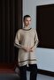 25024 Women's Striped Detail Long Sweater Mink - 5
