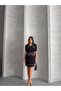 Women's Gold Button Detailed Polo Neck Skirt Blouse Two-Piece Set (Standard Size)