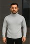 Men's Corded Fabric Knitwear Sweater Set of 2 Gray Black Regular Turtleneck Full Throated Knitwear Set - 3