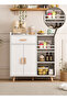 3-Tier Adjustable Kitchen Storage Rack, Coffee Corner Table & Microwave Stand with Drawer - 5