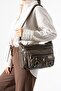 Washed Leather Crossbody Shoulder Bag Polyurethane Leather Mink Model:(571-14-16B)