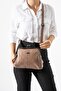 Washed Leather Clip-On Zippered 3 Compartment Scholarship Shoulder Bag Mink Model:(571-13t)