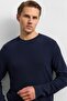 Navy Blue Men's Crew Neck Regular Fit Sweater B35W40017 - 4