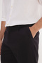 Men's Black Linen Slim Fit Slim Fit Elastic Waist Side Pocket Stretchable Trousers - 4